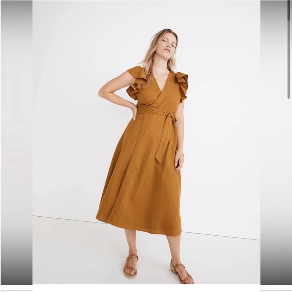 Madewell Linen Wrap Midi Dress
